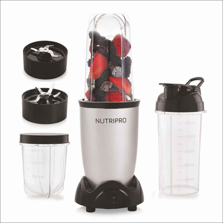 NUTRIPRO Nutri Blender Juicer Mixer Grinder 500W- 3 Jars & 2 Blades | Silver