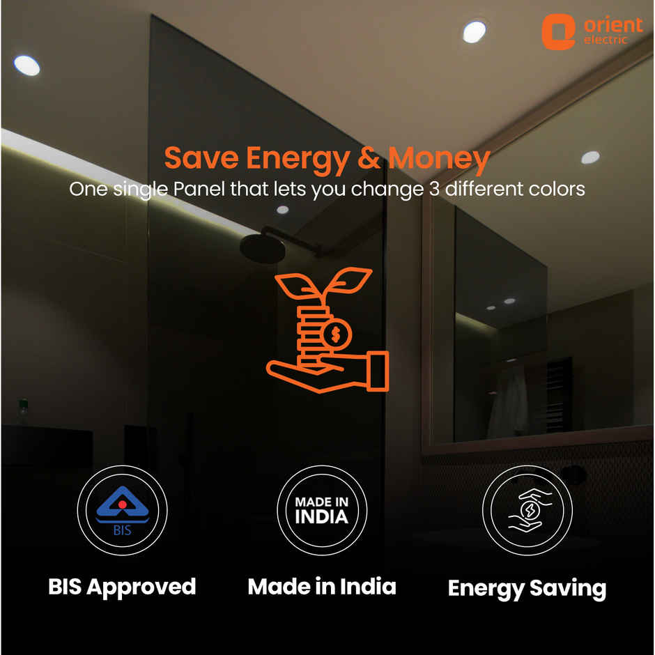 Orient Electric 12W 3-in-1 Recessed LED Panel Ceiling light|1200 Lumens|Cool- Neutral-Warm White Light