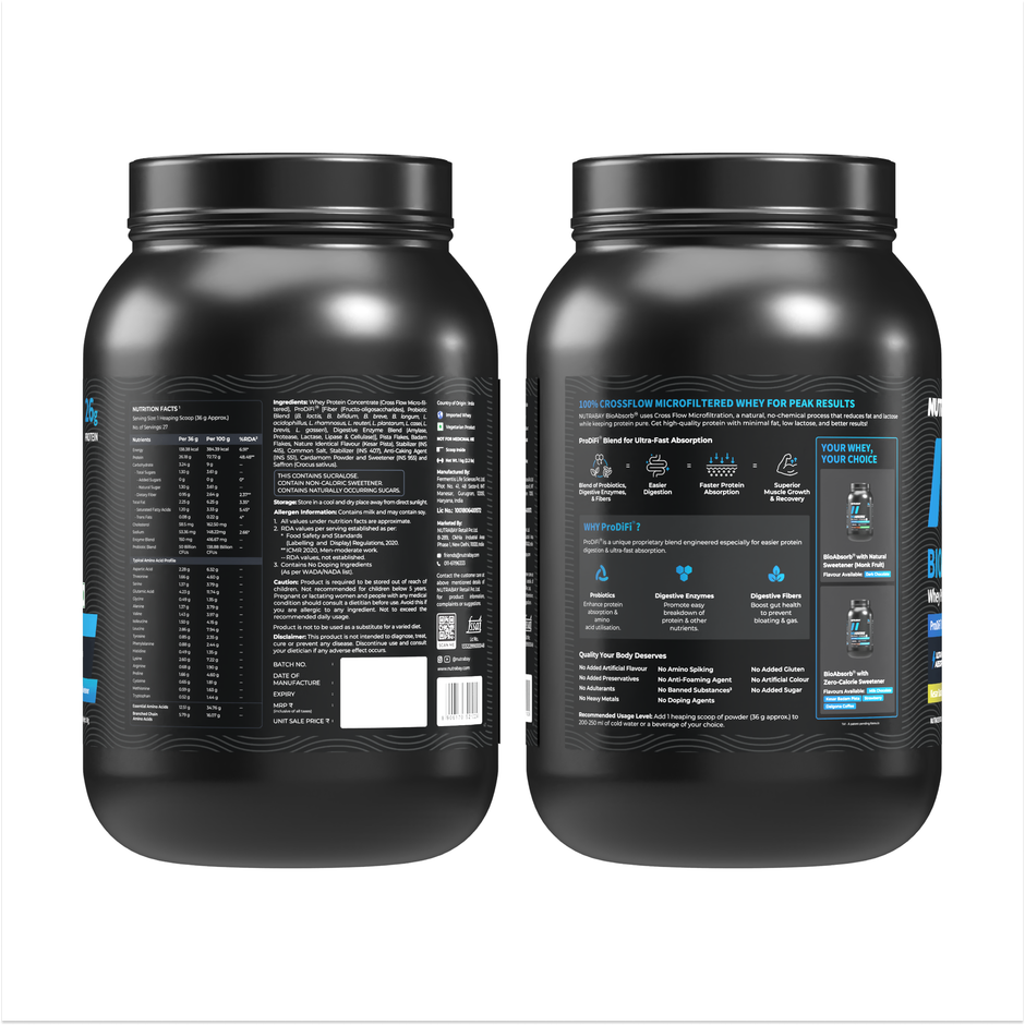 Nutrabay BioAbsorb Whey Protein Powder - Kesar Badam Pista