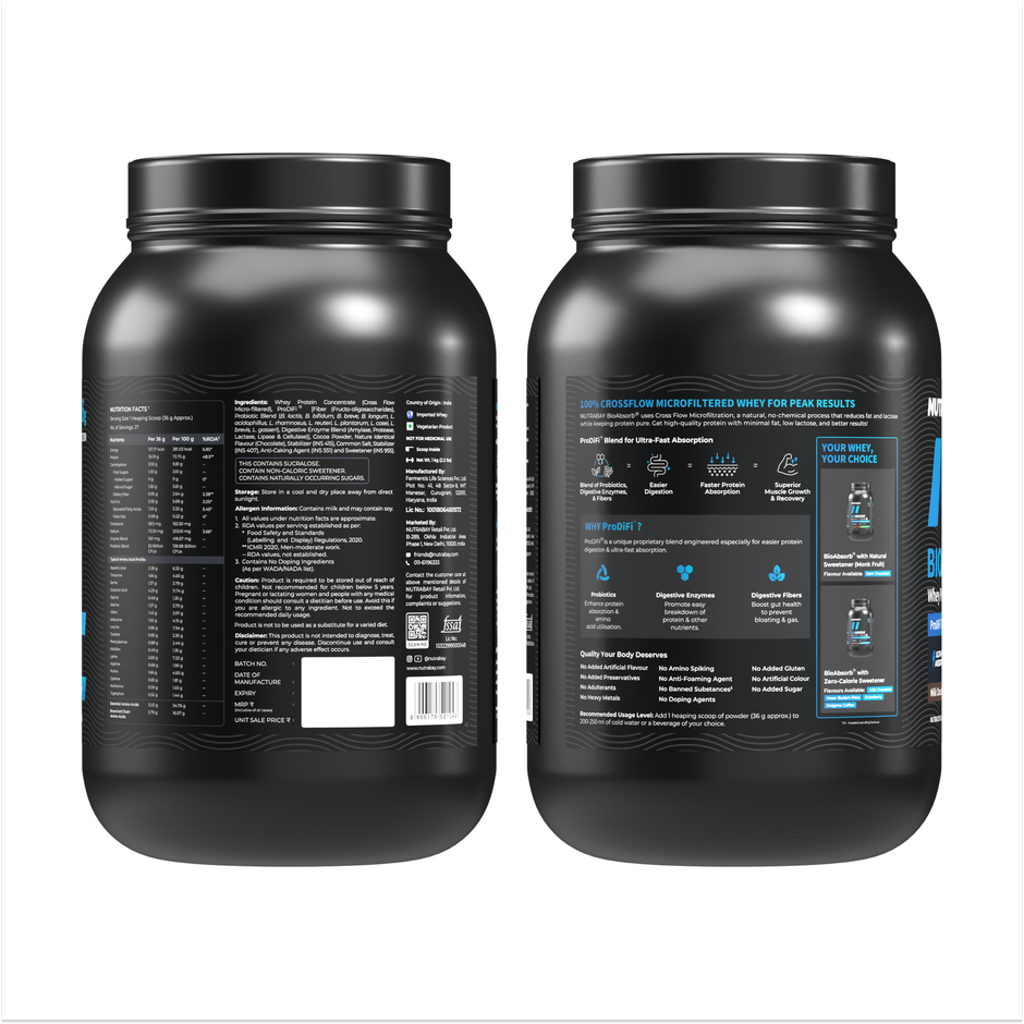Nutrabay BioAbsorb Whey Protein Powder - Milk Chocolate