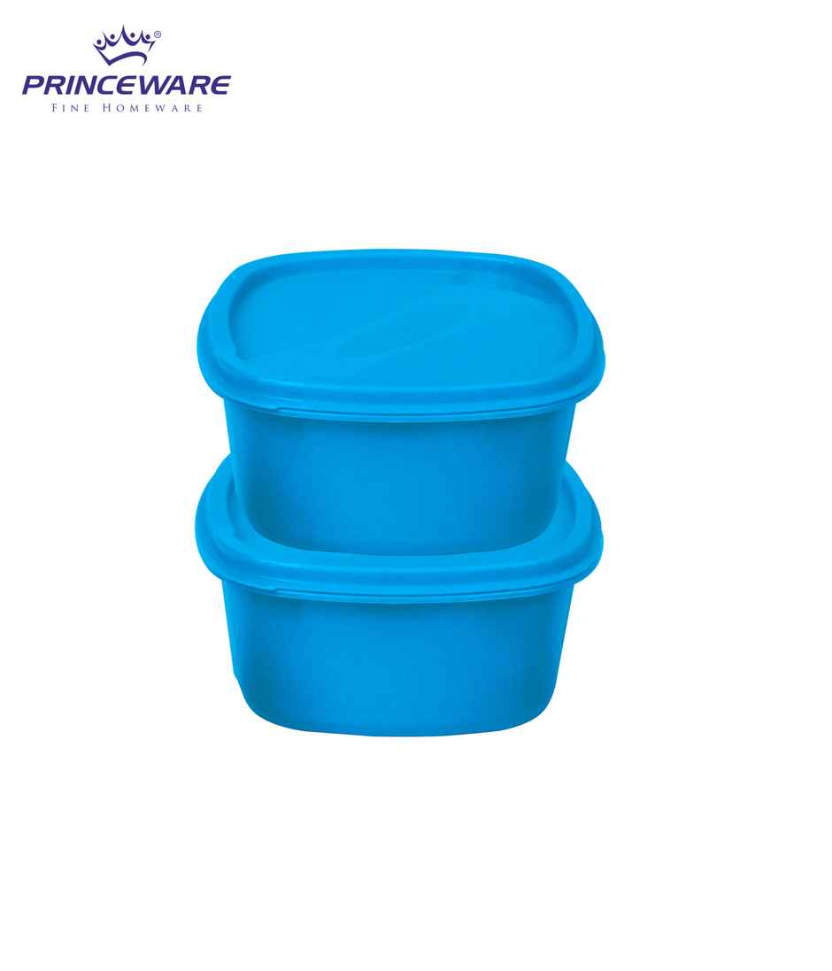 Princeware Store Fresh Square Container Set of 2 Pieces 650 ml Each- Blue