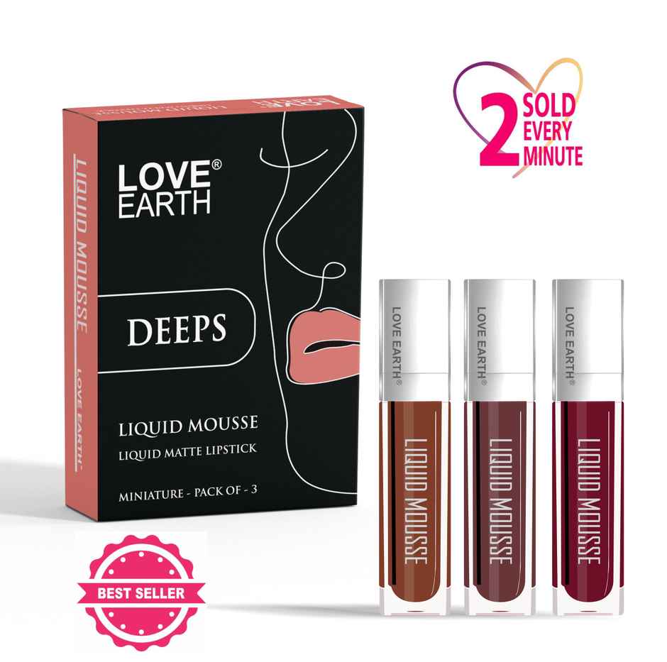 Love Earth Liquid Mousse Matte Lipstick | Deeps | Pack of 3