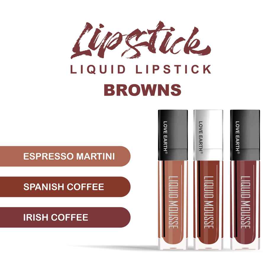 Love Earth Liquid Mousse Matte Lipstick | Browns | Pack of 3