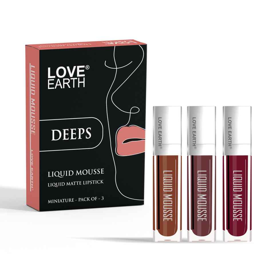 Love Earth Liquid Mousse Matte Lipstick | Deeps | Pack of 3