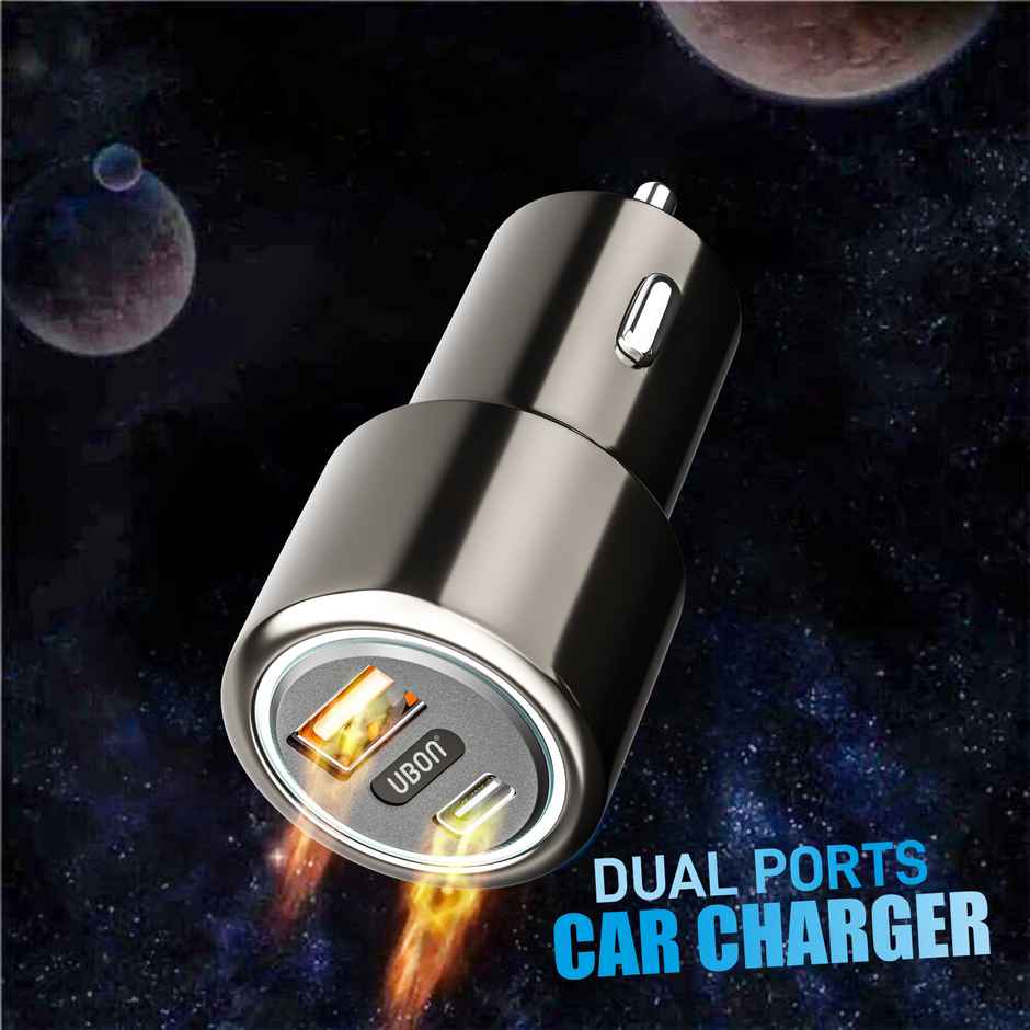 UBON Car Charger | 120W PD QC | Dual Ports USB & Type C