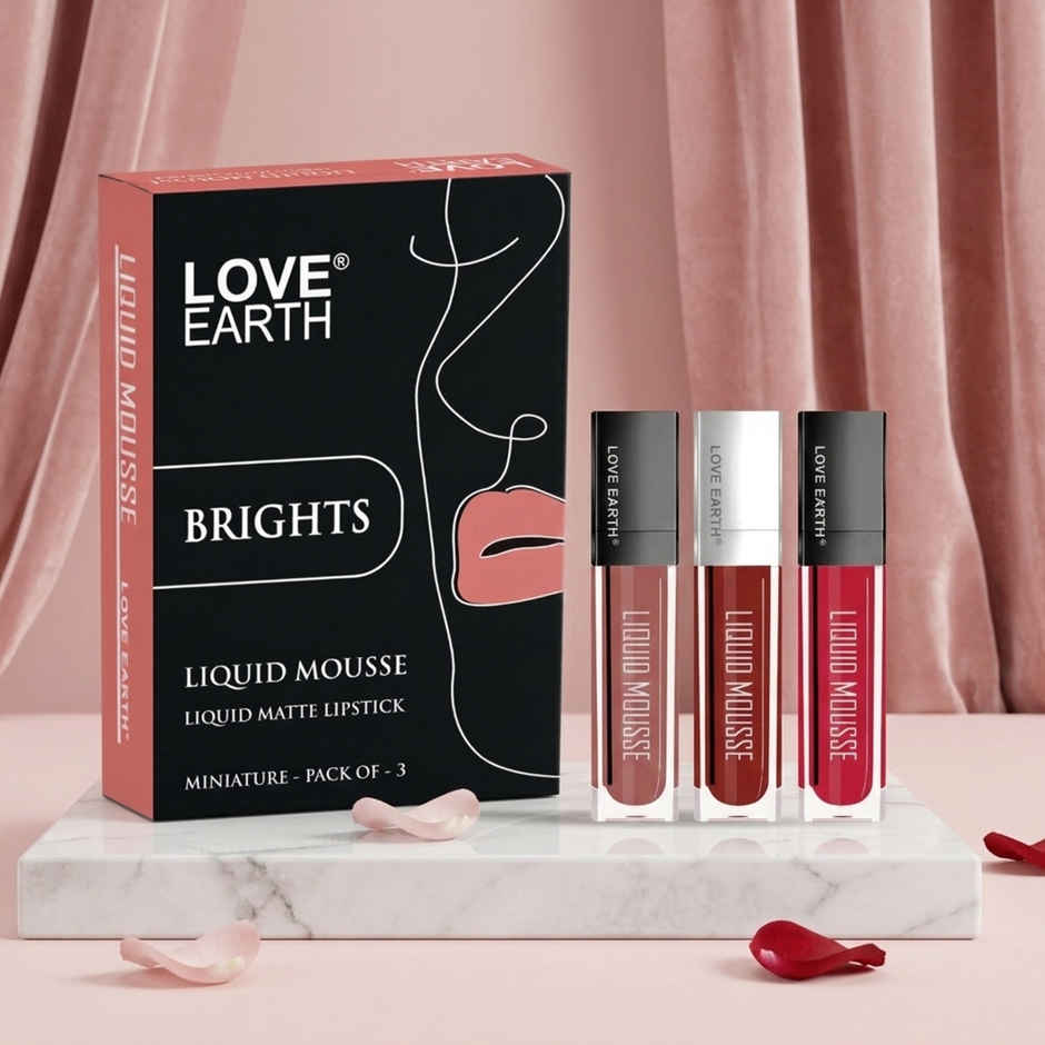 Love Earth Liquid Mousse Matte Lipstick | Brights | Pack of 3