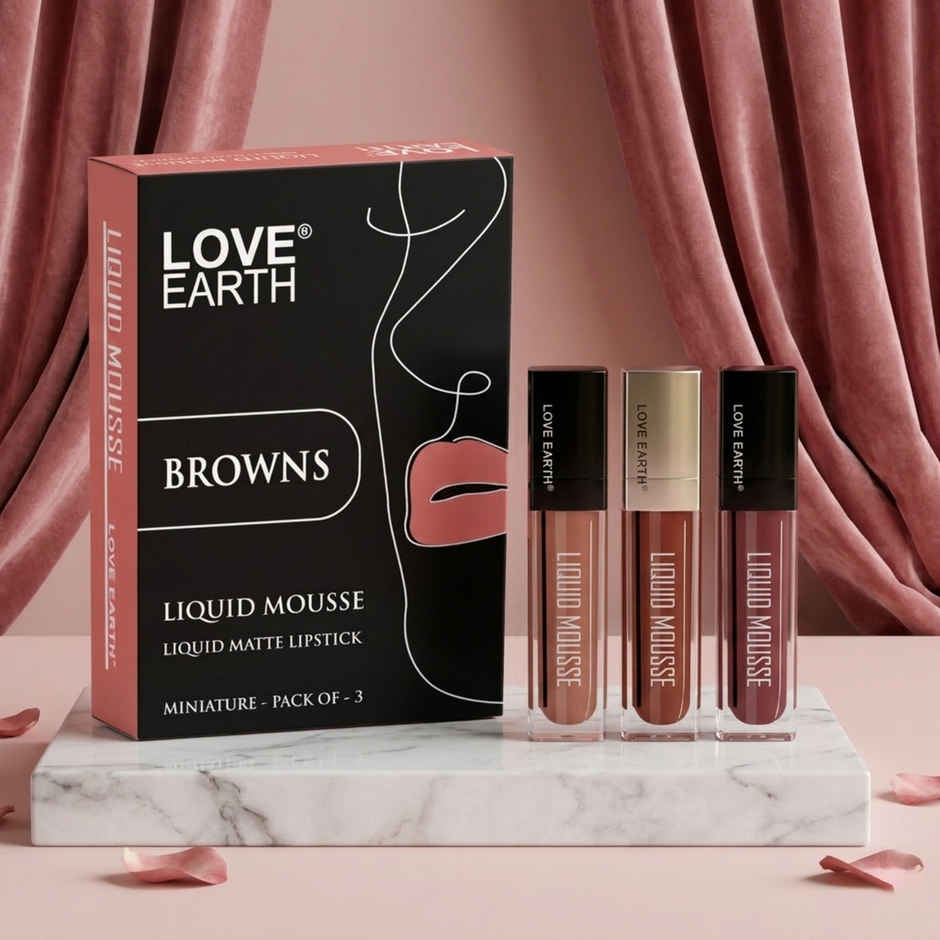 Love Earth Liquid Mousse Matte Lipstick | Browns | Pack of 3