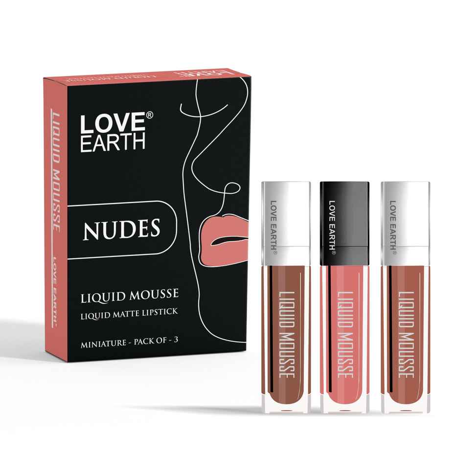 Love Earth Liquid Mousse Matte Lipstick | Nudes | Pack of 3