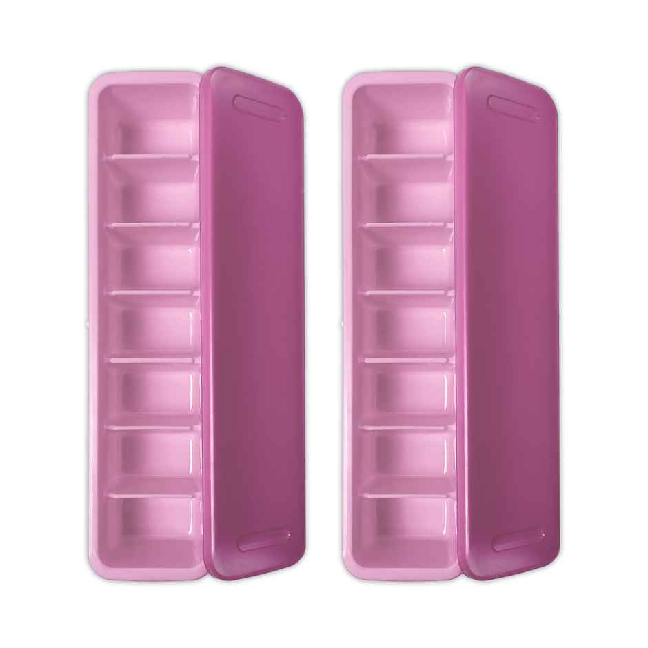Ice Cube Tray with Lid (2 Pcs Set) (Pink)