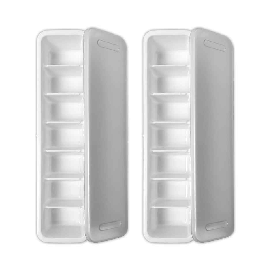 Ice Cube Tray with Lid (2 Pcs Set) (White)