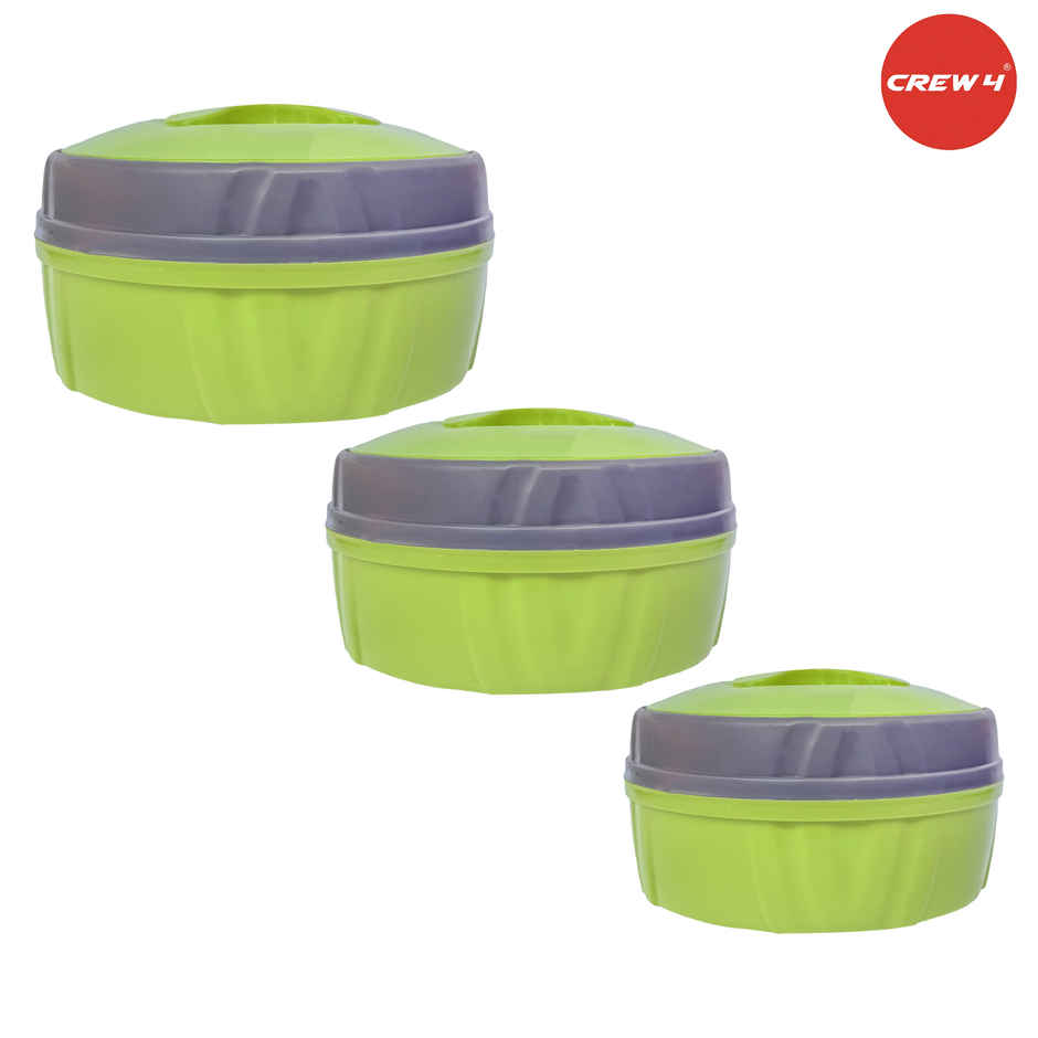 CREW4 Thermoware Casserole Set | Green - 530 ml | 1000 ml | 1900 ml