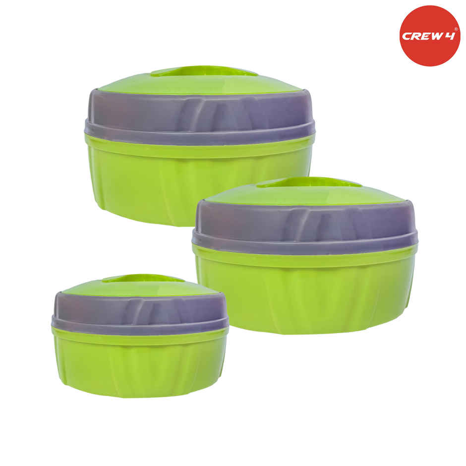 CREW4 Thermoware Casserole Set | Green - 530 ml | 1000 ml | 1900 ml