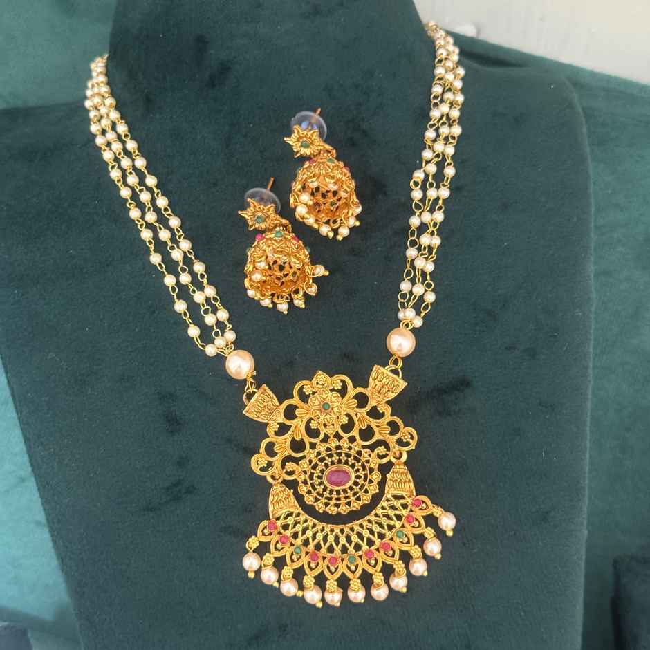 The Opal Factory Diamante work Large Pendant | earrings | Gold - Necklace-040