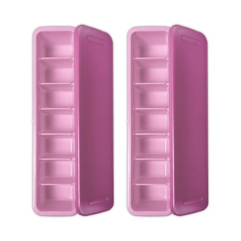 Ice Cube Tray with Lid (2 Pcs Set) (Pink)