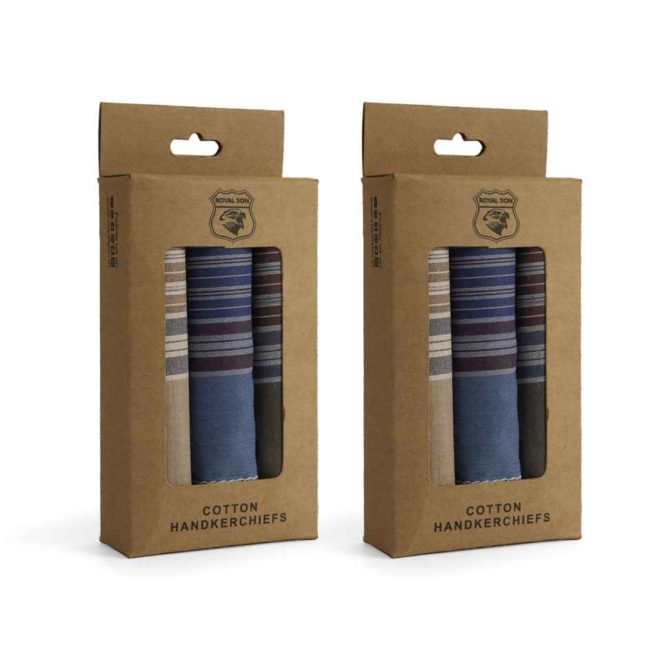 Royal Son Men's Premium Cotton Casual Handkerchief Hanky (Multicolor) - HNYK - CHKS - 6P