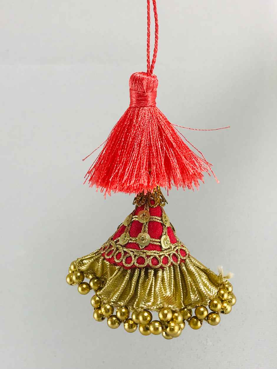 Gullak Lumba Rakhi With Brocade Tassle Rose