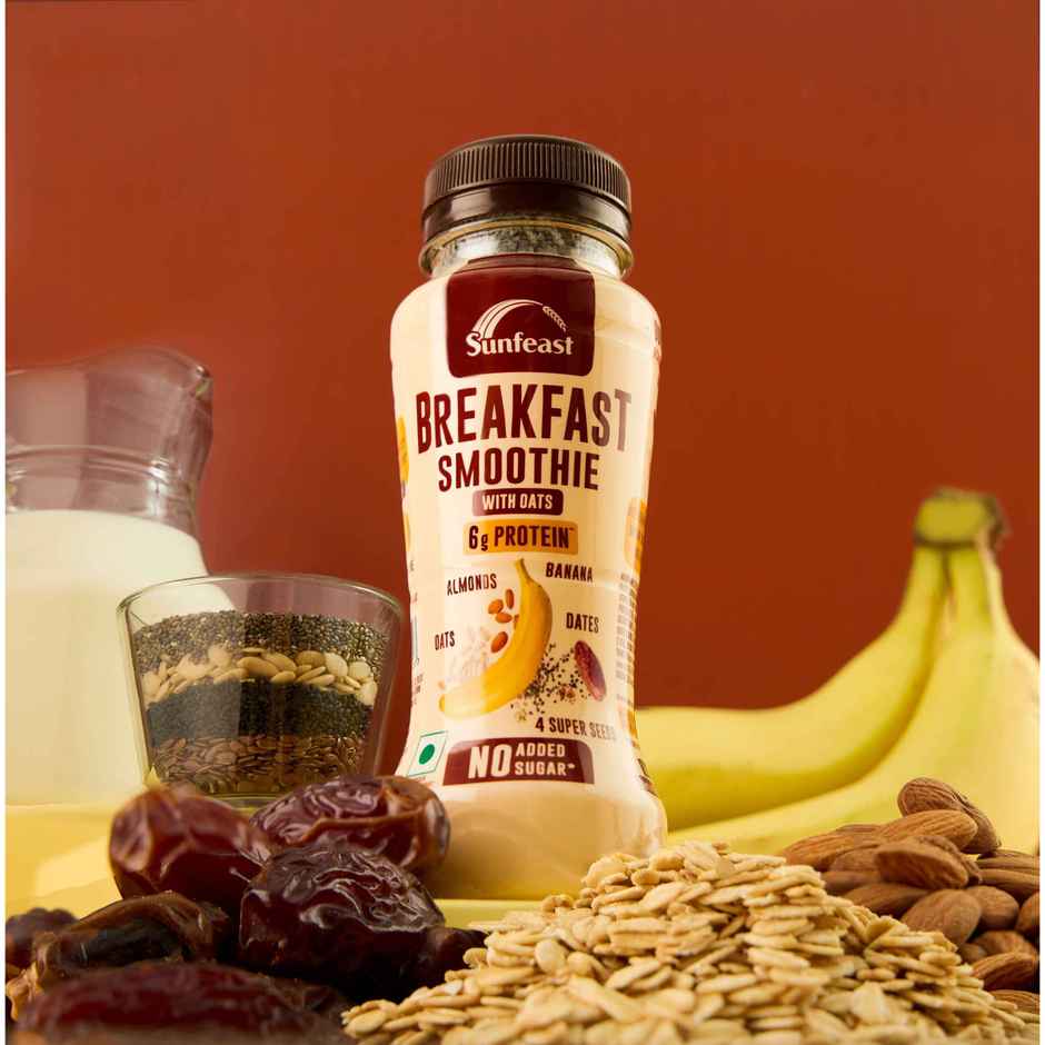 Sunfeast Breakfast Smoothie With Oats- No Added Sugar, 6g Protein