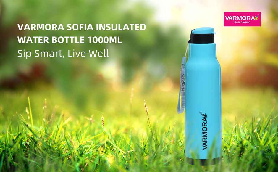 Varmora Insulated Water Bottle | 1 L | Pista Green | FDA Approved BPA Hot & Cold