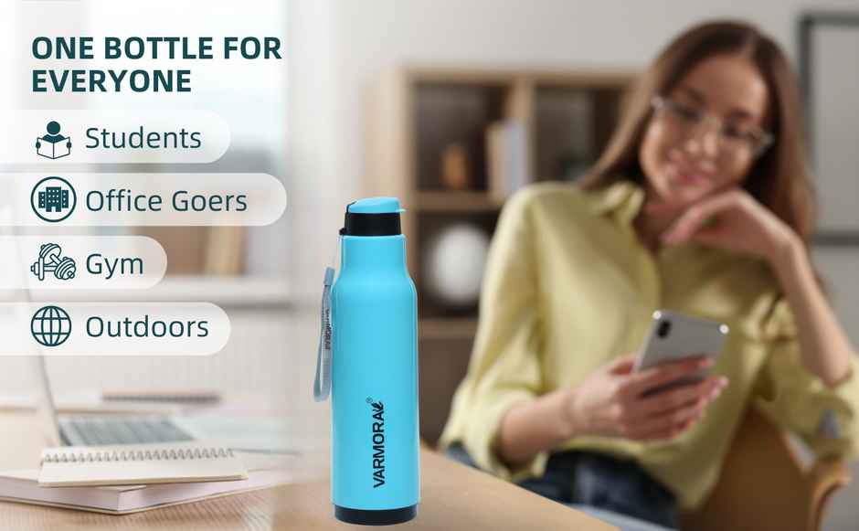 Varmora Insulated Water Bottle | 1 L | Pista Green | FDA Approved BPA Hot & Cold