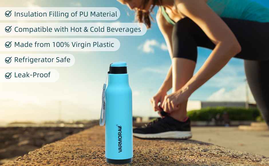 Varmora Insulated Water Bottle | 1 L | Pista Green | FDA Approved BPA Hot & Cold