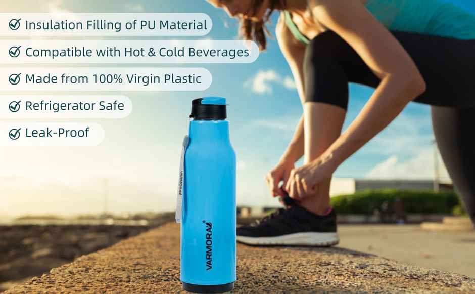 Varmora Sofia 1000 | Insulated Water Bottle | Blue | FDA Approved BPA-free | Hot & Cold | 1 L