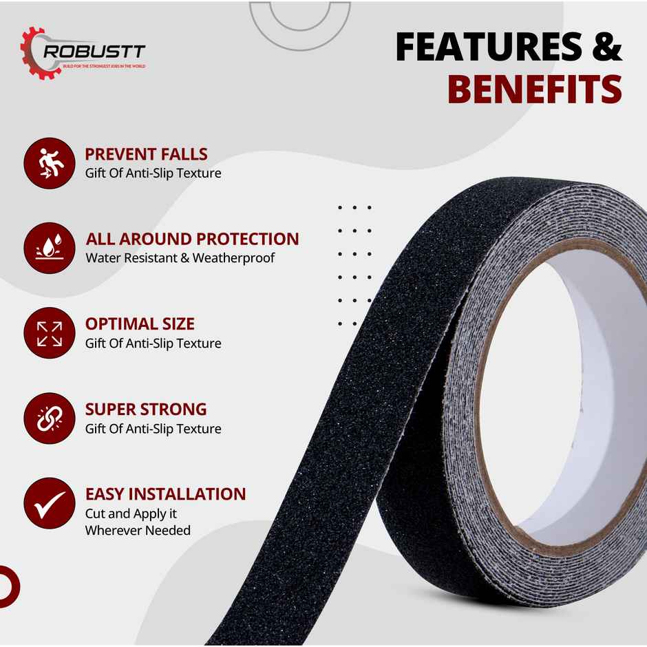 Robustt Anti-Skid Tape | Black | 50 mm - 5 m