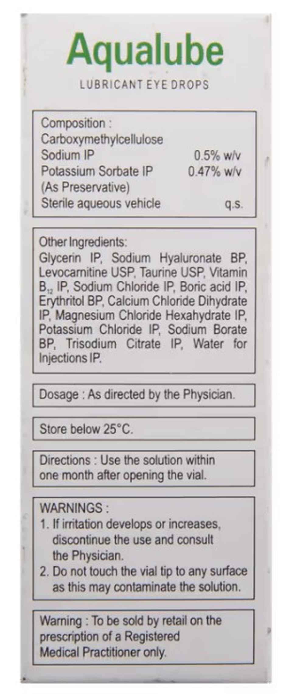 Aqualube Lubricant Eye Drop