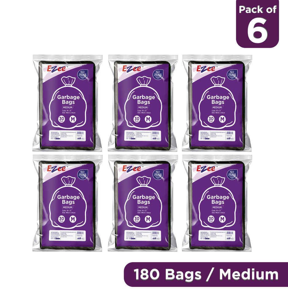 Ezee Flat Garbage Bags Medium Black | 19 x 21 Inch