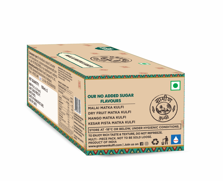 Grameen No Added Sugar Desi Malai Kulfi Matka Ice Cream Cup