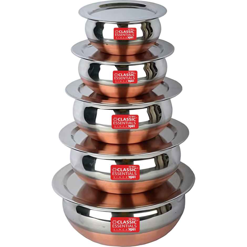 Classic Essentials Stainless Steel Induction Bottom Copper Base Handi Set With Lid 10 Piece