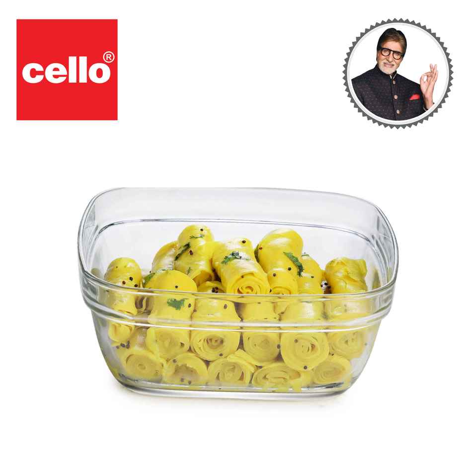 Cello Nadir Square Glass Bowl | 1.15 L Capacity