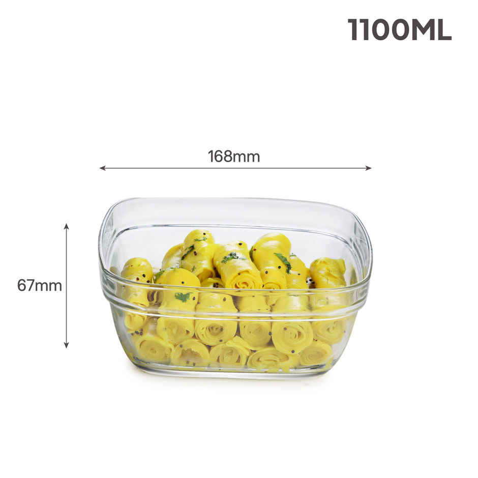 Cello Nadir Square Glass Bowl | 1.15 L Capacity