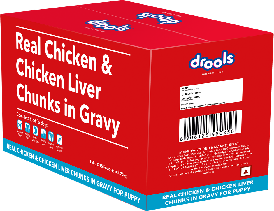 Drools Adult Wet Dog Food - Real Chicken And Chicken Liver Chunks In Gravy