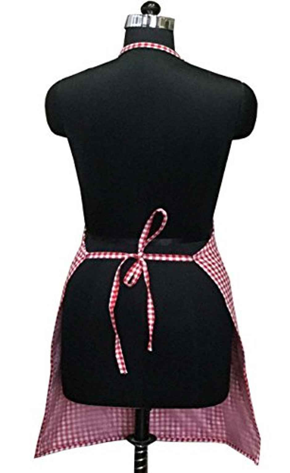 Lushomes Waterproof Cooking Apron - Red Checks | Kitchen Dress | 62 x 82 cm