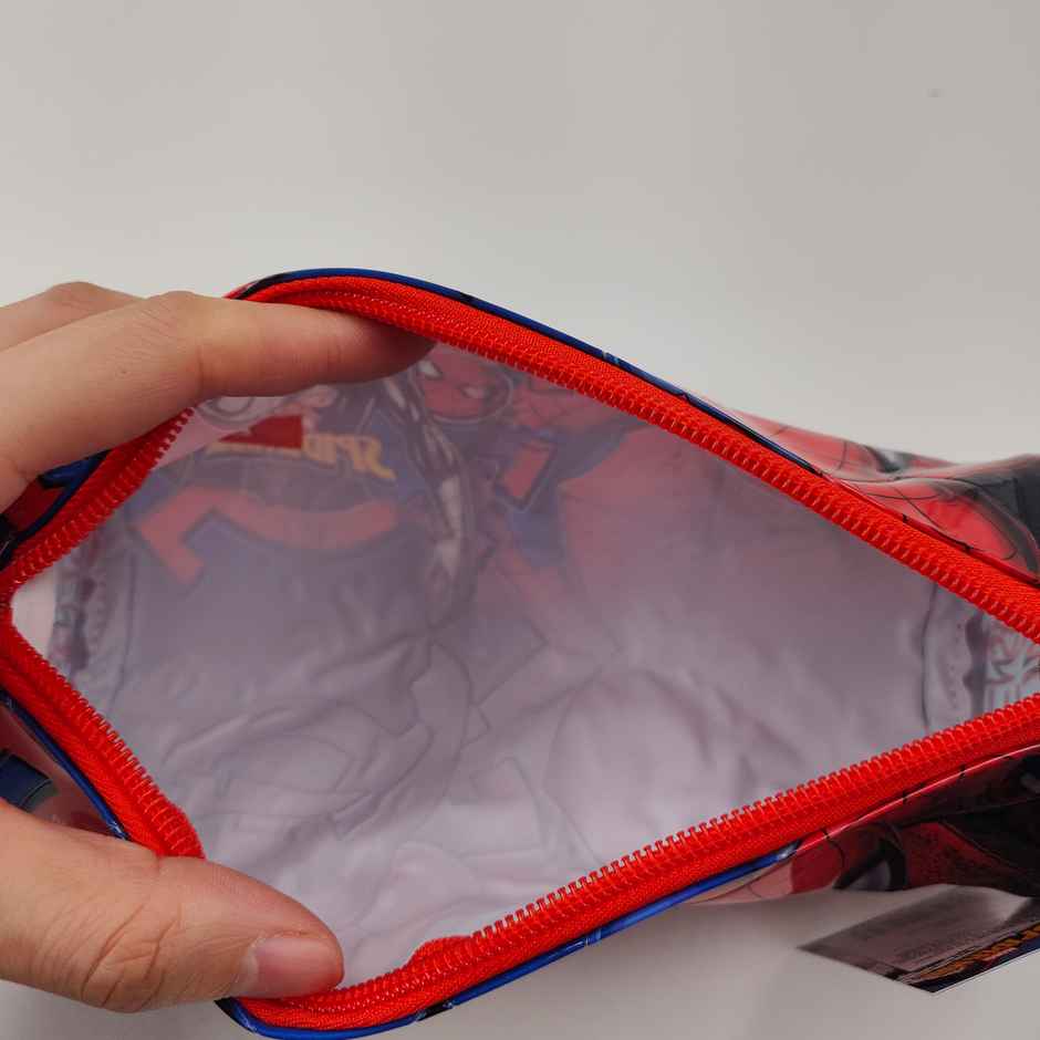 Striders Spiderman Round Pencil Pouch - Kids Stationery Bag for School Supplies, Red & Blue