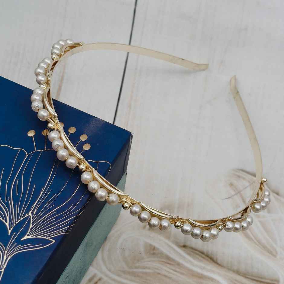 The Opal Factory Hair Accessories | Wavy Pearl Tiara Thin Headband