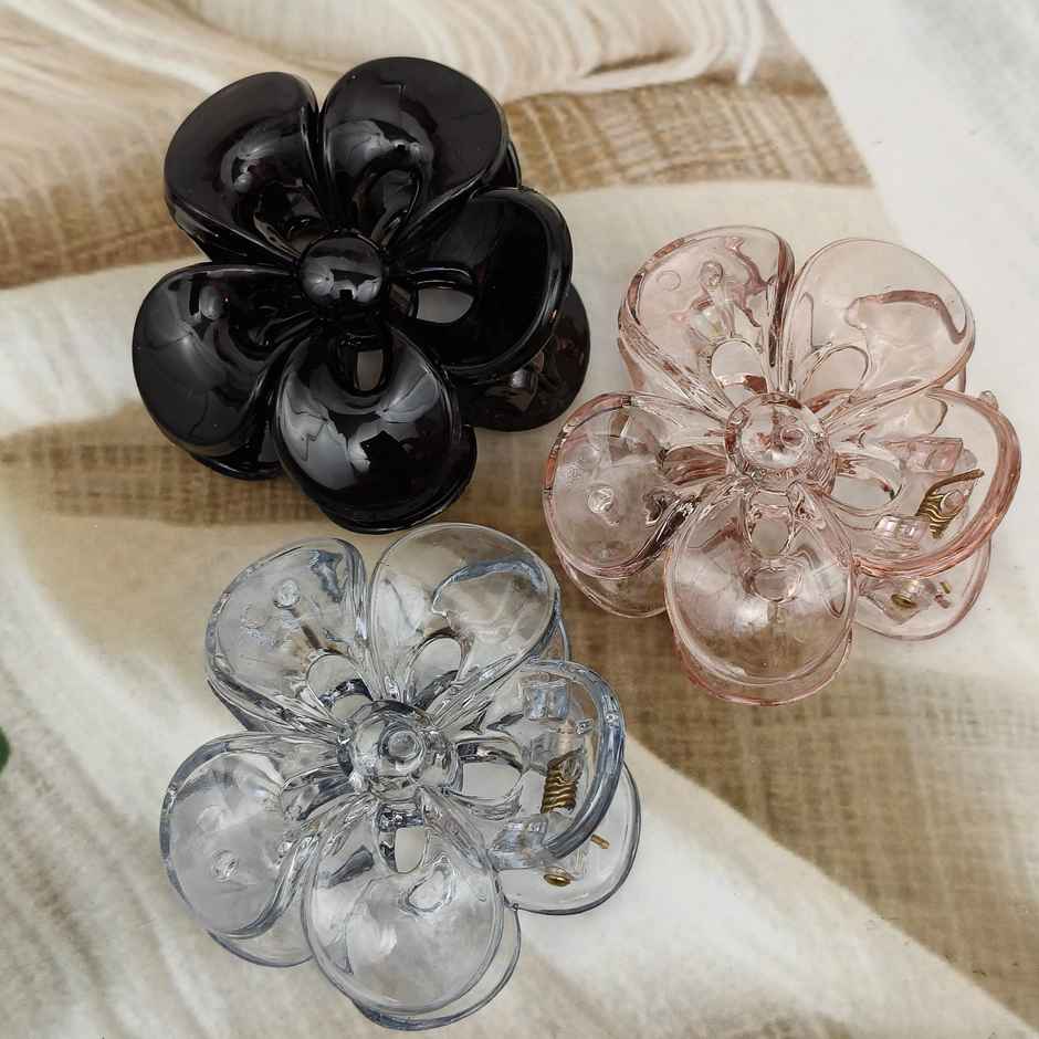 The Opal Factory Hair Accessories | Translucent Flower Dew Drop Clutches | Maroon, Cream, Peach