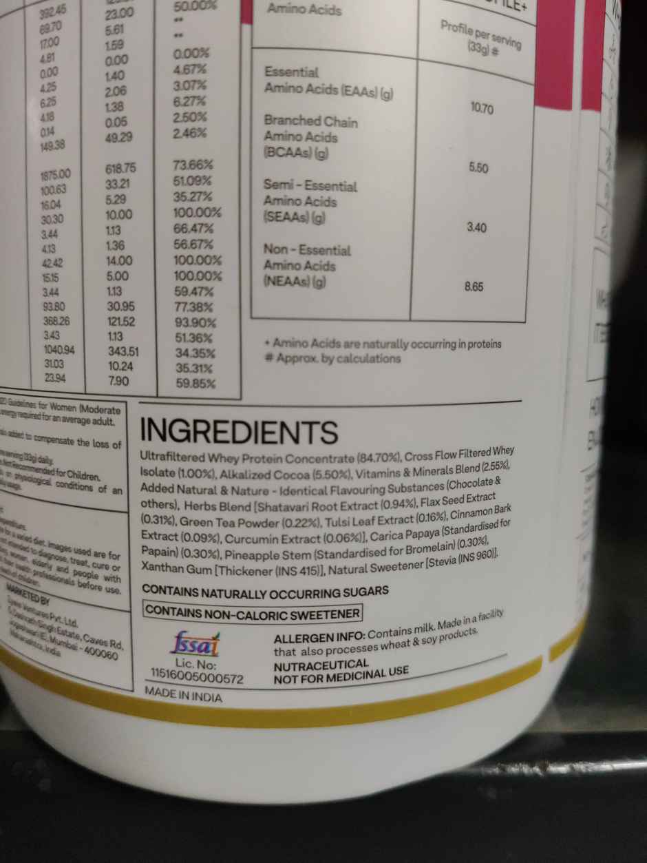 Oziva Whey Protein Powder with Herbs for Women |23g Protein|5.5g BCAA | Vanilla Almond