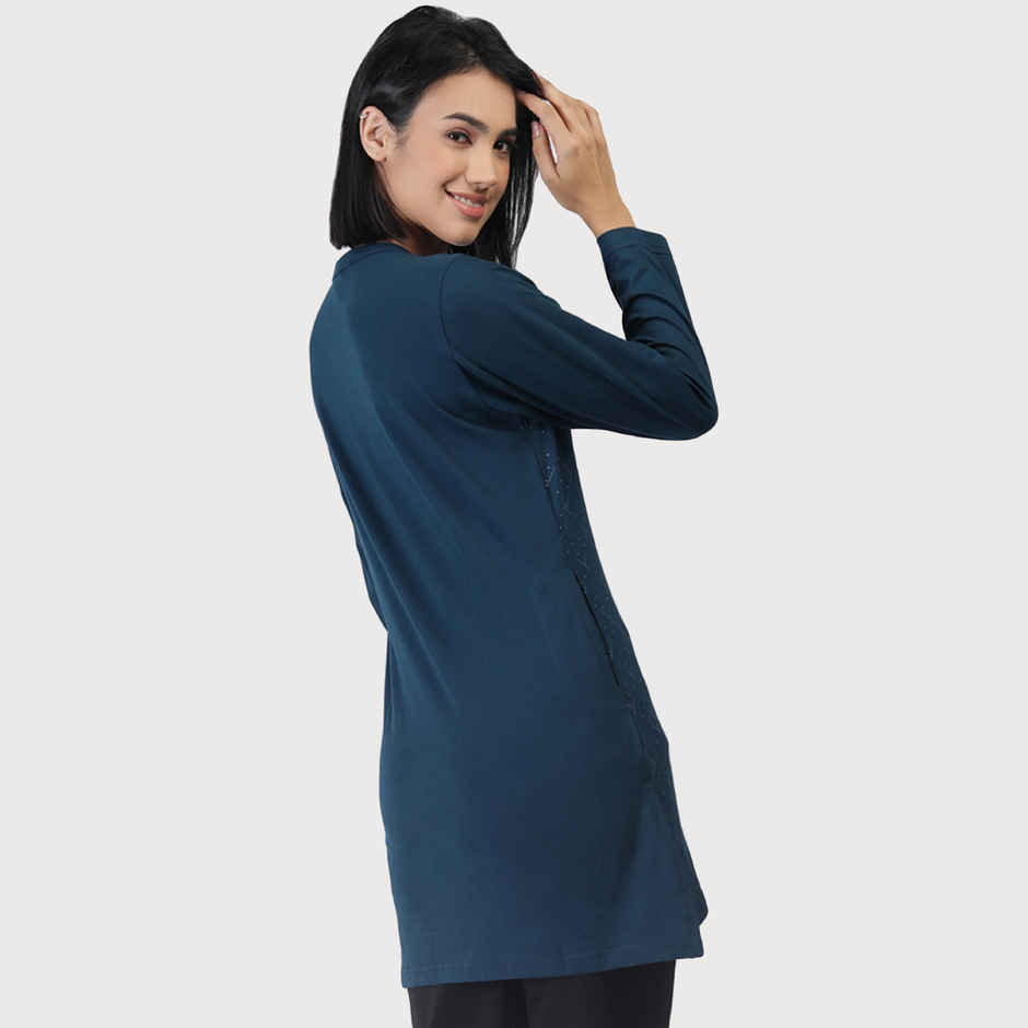 Duchess Women's Regular Fit Stylish Long T-shirt | Airforce - 2XL