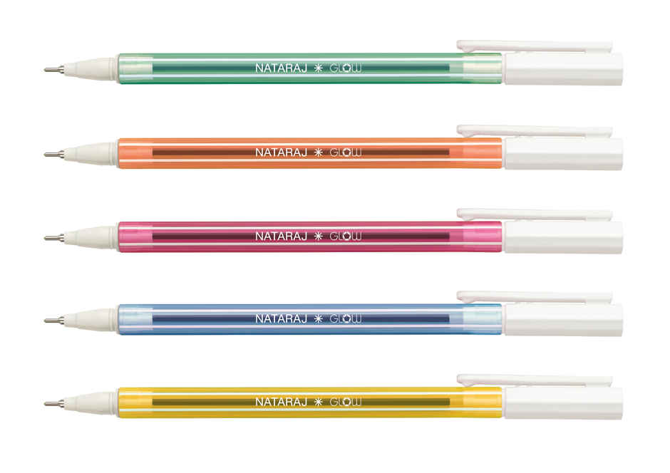 Nataraj 621 Glow Ball Pen | Comfortable Grip | Non-fading Ink | Smooth Writing | Blue