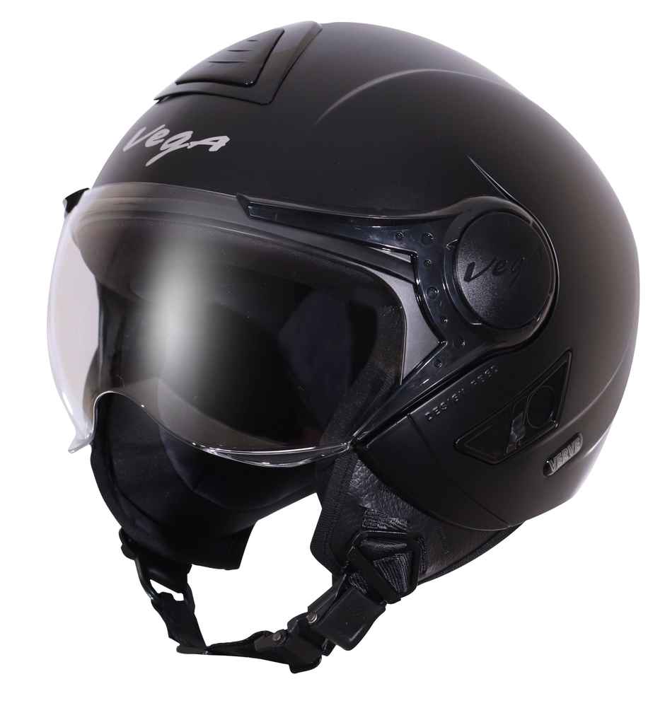 Vega Verve Lightweight Open Face Helmet for Women- Dull Black Helmet - M