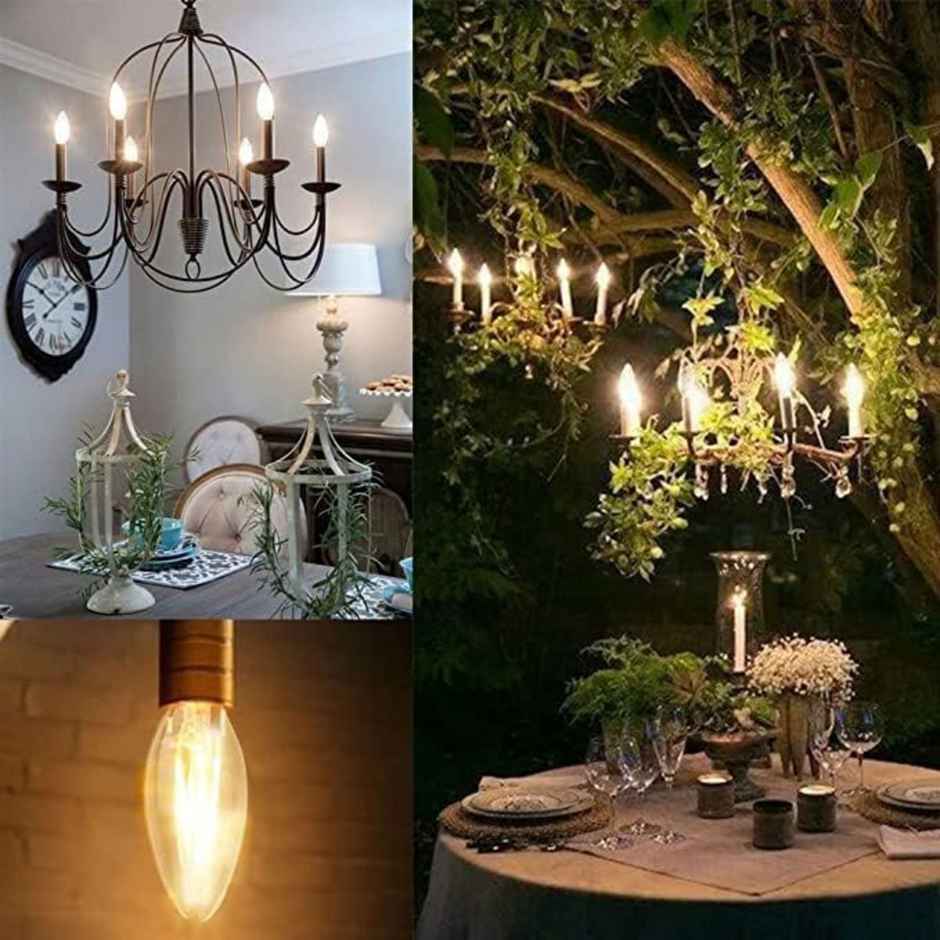 Desidiya Dimmable 4 Watts C35 Led Bulb, Base E27 Holder (Warm White) 