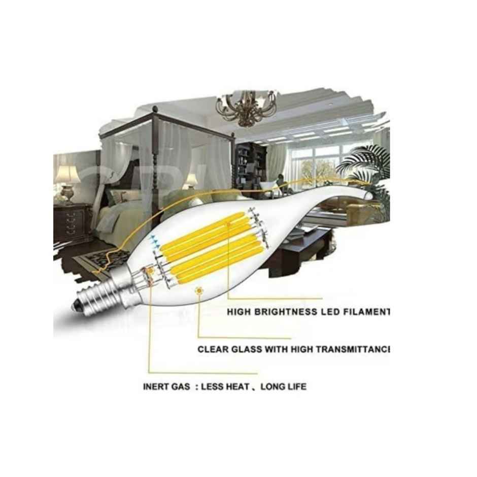 Desidiya Dimmable 4 Watts C35 Led Bulb, Base E27 Holder (Warm White) 