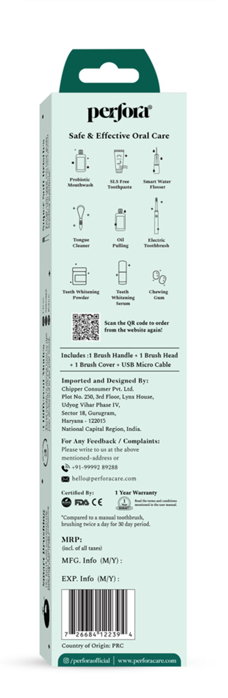 Perfora Rechargeable Electric Toothbrush - Military Green