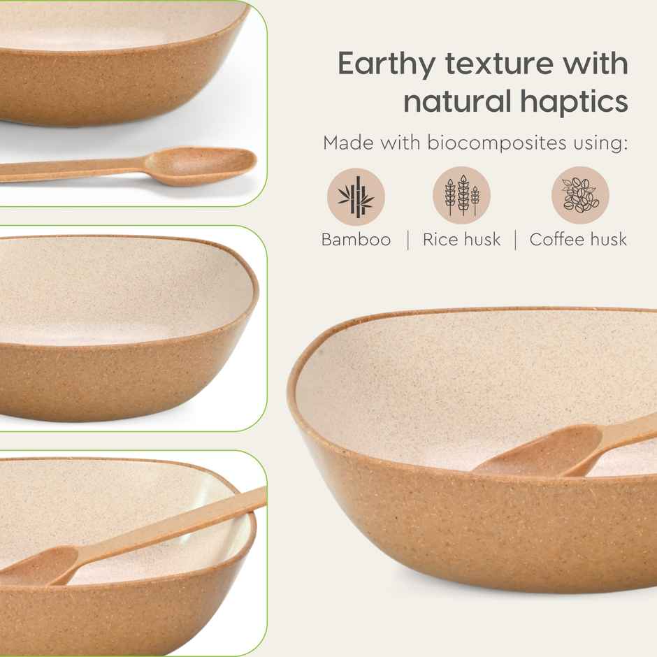 Eha Earth-Friendly Multipurpose Bowls | 600 ml | Made With Rice Husk Biocomposite | Set Of 6