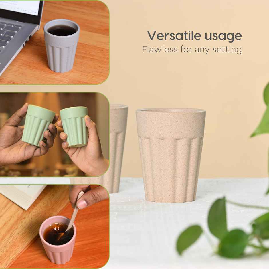 Eha Earth Friendly Tea & Coffee Cup | Rice Husk Biocomposite | Multicolour - 100 ml