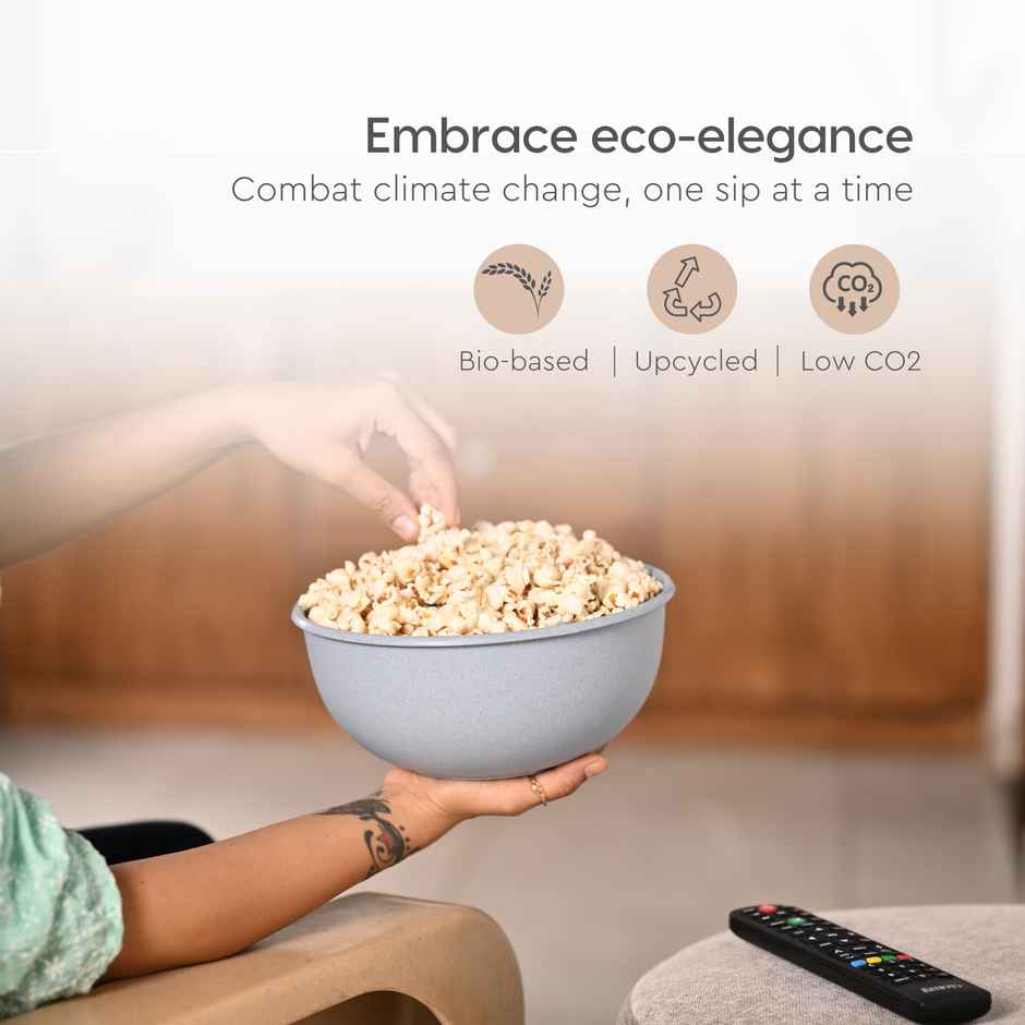 Eha Earth Friendly Frosty Mixing Bowl | Made With Rice Husk And Bamboo Fibers|Set Of 2|Sand-Azure