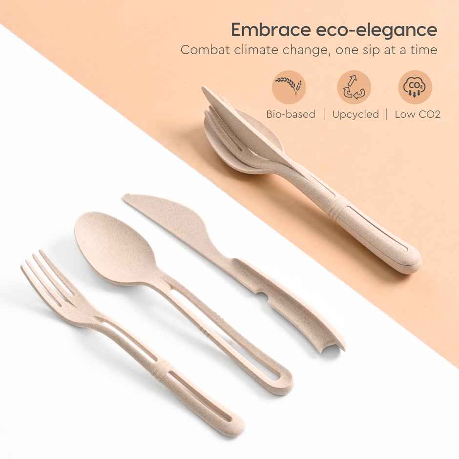 Eha Earth Friendly Cutlery Set For Dining Table | Travel Cutlery Set Of 2 | Sand Castle