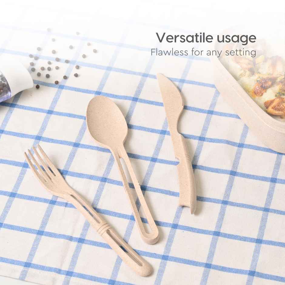 Eha Earth Friendly Cutlery Set For Dining Table | Travel Cutlery Set Of 2 | Sand Castle