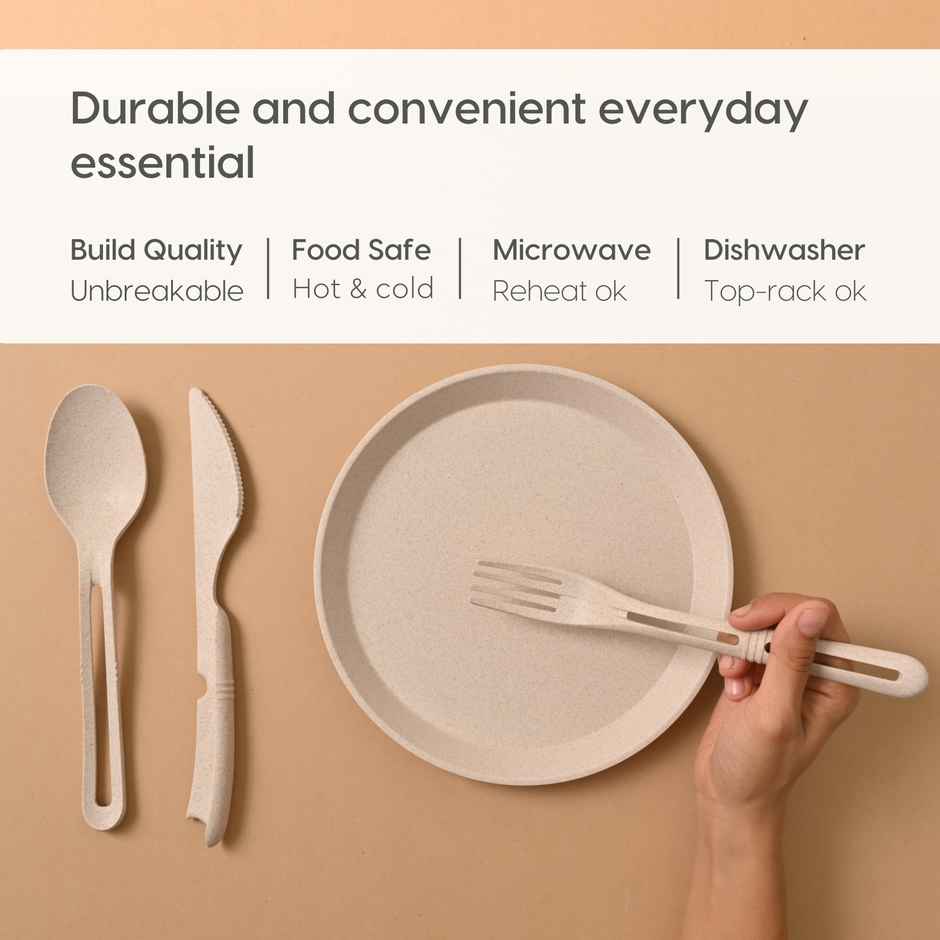 Eha Earth Friendly Cutlery Set For Dining Table | Travel Cutlery Set Of 2 | Sand Castle